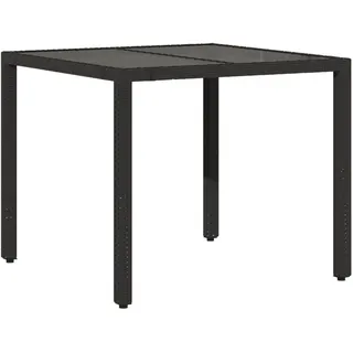 vidaXL Gartentisch mit Glasplatte 90 x 90 x 75 cm Schwarz