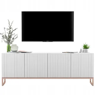 meble lindner Elpis TV-Lowboard 150 x 51,5 x 36,5 cm Weiß Matt Metall