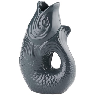 Gift Company Vase Monsieur Carafon S, Dekovase in Fisch-Form, Steingut, Grau, 25 cm, 1087403004