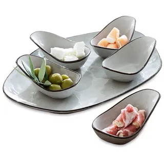 Mirabeau Geschirr-Set Servierschälchen 6er Set Biarré grau, Steinzeug grau