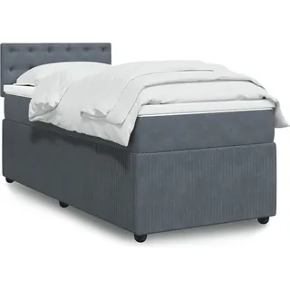 vidaXL Boxspringbett mit Matratze Dunkelgrau 80x200 cm Samt