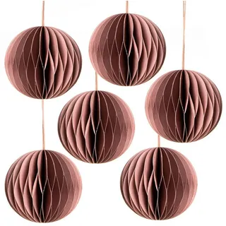 Logbuch-Verlag Dekofigur 6 Weihnachtskugeln Honeycomb altrosa Papier Kugeln Ø 8 cm