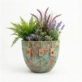 Teramico Blumentopf Pflanzgefäß "Egg Pot" Lava Grün – Ø 21 bis 38 cm (1 St), Frostfest, UV-Fest grün Ø 21 cm x 18 cm