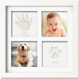 KeaBabies Baby Hand- & Fußabdruck Set – Ton Handabdruck Andenken mit Rahmen, Bilderrahmen fürs Kinderzimmer, personalisiertes Geschenk für Neugeborene & Babypartys (Alpine White)
