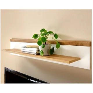 Lomadox Wandregal MAINZ-61, Wandboard im Retro Design weiß matt mit Eiche Riviera Nb. 107x20x19cm braun|weiß