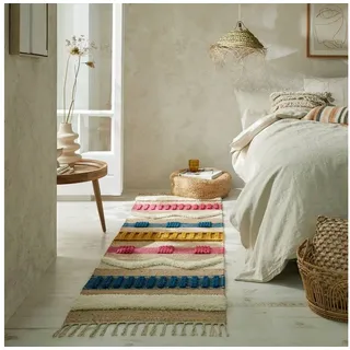 Flair Rugs Läufer Medina, mit abstraktem Streifenmuster, rechteckig, Höhe: 12 mm, Boho-Look, aus Naturfasern wie Wolle & Jute, Teppichläufer bunt
