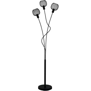 EGLO Stehlampe Wrington 1, 3 flammige Stehleuchte Vintage, Industrial, Retro, Standleuchte aus Stahl, Wohnzimmerlampe in Schwarz, Lampe mit Tritt-Schalter, E14 Fassung