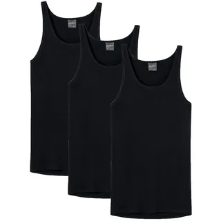 SCHIESSER Herren Unterhemd 3er Pack - Sport-Jacke, ohne Arm, Original Feinripp, einfarbig Schwarz M
