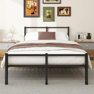 ARFARLY Bett 120x200 Bettrahmen Metallbett Bettgestell aus Metall mit Lattenrost,Ehebett Gästebett Schwarz