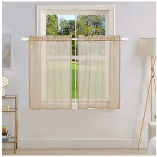 Qelus Scheibengardine Vorhänge Kurz Wasserdicht Voile Transparent Küche Fenstergardinen (1 St), Für Bistrogardine Wohnzimmer Landhaus 85 cm x 91 cm