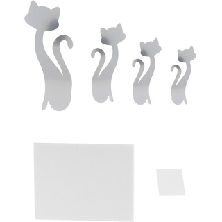 Horoper Katzen-Wandaufkleber, Spiegel-Wandaufkleber in Katzenform für Kinderzimmer-Dekoration, Heimwandkunst für Tierliebhaber, Heim-Wohnzimmer-Schlafzimmer-DIY-Wandkunst-Dekorationen(Silber)