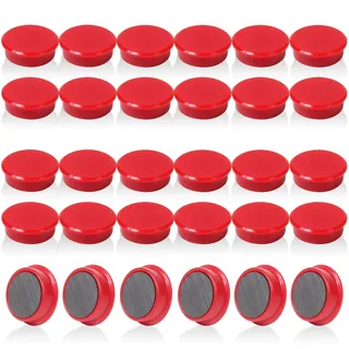 QOJOPU 30 Stück Starke Magnete für Magnettafel & Whiteboard – Runde Kühlschrankmagnete, Dekorative Mini Magnete Kleine, Magneten Starker Halt für Pinnwand Magnetwand Büro Schule, Tafelmagnete (Rot)