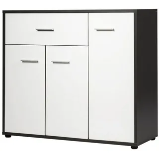 COSTWAY Sideboard, mit verstellbarem Regal & Schublade, Holz, 88x40x80cm weiß weiß