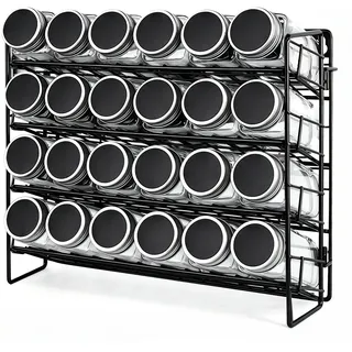 4-stufiger Gewürzregal Stehend & Wand - Gewürzregal-Organizer, Gewürzregal Ohne Gläser Wandmontiertes Gewürzregal Ohne Bohre, Gewürzaufbewahrung Organizer für Küchenschrank Arbeitsfläche, gewürzgläser