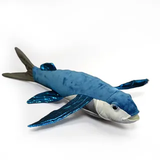 PuffPurrs Realistische Fliegender-Fisch-Stofftiere - Simulation 18,5" Blauer lebensechter Fliegender Fisch Plüschspielzeug, superweiche Meerestier-Modellplüsch, Geschenke für Kinder