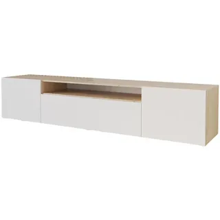 altdecor ELIO Lowboard 200 cm x 40 cm x 41 cm Weiß/Eiche Holzwerkstoff