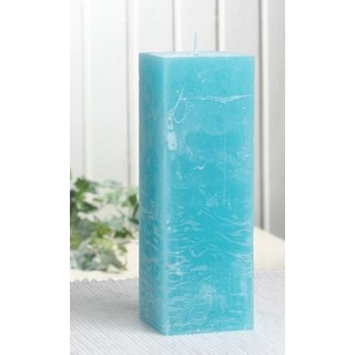 Rustik-Stumpenkerze, viereckig, 15 x 5 x 5 cm, Aqua-türkis