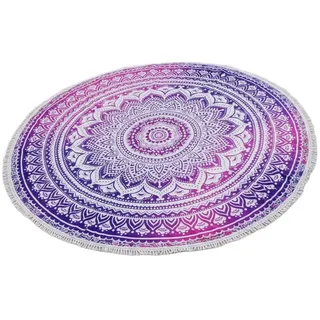 Guru-Shop Tagesdecke Rundes indisches Mandala Tuch, Boho Tagesdecke,.. rosa