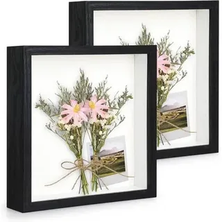 Bilderrahmen 3D tiefer Objektrahmen 23x23cm Schwarz 2er 23x23 cm