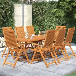 Festnight Gartenmöbel Set 8 Stühle mit Tisch Verstellbar Ausziehbarer Gartentisch mit Stühlen Set Holz Sitzgruppe Outdoor 8 Personen Garten Essgruppe Holz mit Hochlehner Gartengarnitur Set 9tlg