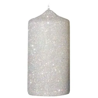 Trendkerzen Glamour Glitter Stumpenkerzen Silber, 120 x 60 mm, 4er Set