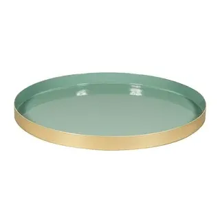 Rayher Dekoartikel eukalyptus/gold Metall-Tablett Ø 30,0 cm, 1 St.