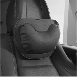 LuxusKollektion Lagerungskissen Nackenkissen Auto Kopfstütze Leder abnehmbar Black Headrest-1P schwarz