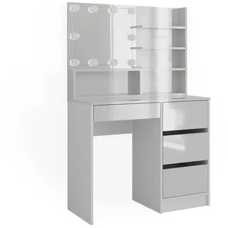 Vicco Schminktisch Sherry Weiß Hochglanz 90 x 75 cm Spiegel Regal LED modern