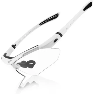 ROCKBROS Fahrradbrille Photochromatische Sportsonnenbrille UV400 Schutz Damen Herren Outdoor weiß