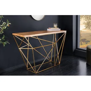 riess-ambiente Konsolentisch DIAMOND 120cm natur/messing-Mangoholz, Metallgestell, Ablage, handmade (Einzelartikel, 1-St), Flurtisch mit Massivholz-Platte- ideal f. Eingangsbereich & Wohnzimmer braun
