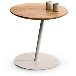 M2 Kollektion Xora Beistelltisch, Wildeiche, Holz, Metall, Wildeiche, massiv, rund, 50x49x50 cm, einfacher Aufbau, Wohnzimmer, Wohnzimmertische, Beistelltische, Beistelltische Metall