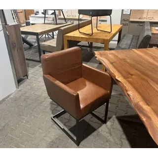 Esszimmerstuhl mit Armlehnen Echtleder Stuhl braun vintage(60cmx91,5cmx60cm BHT)