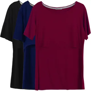 Smallshow Stillshirt Umstandstop T-Shirt Überlagertes Design Umstandsshirt Schwangerschaft Kleidung Mutterschafts Kurzarm Shirt - XXL