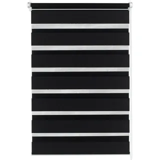 Gardinia 31092 Easyfix Doppelrollo 60 x 150 cm mit einfacher Montage auf dem Fensterflügel durch Kleben oder Klemmen, schwarz