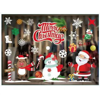 Coonoor Fenstersticker Fensterbilder Weihnachten Selbstklebend, Weihnachtsdeko Fenster, Groß Fensterbild Winter für Glas Tür Fensterdeko Weihnachten Deko