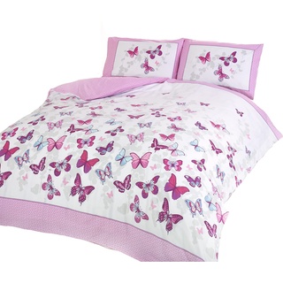 Art Bettwäsche-Set für Mädchen, Schmetterling, Baumwolle und Polyester, Rosa, King Size