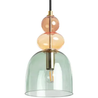 LEDKIA Pendelleuchte Metall und Glas Baudelaire Grün | Vintage-Design | Einstellbare Länge | E14 Fassung | Metall & Glas | Für Wohnzimmer, Küche, Schlafzimmer, Grün