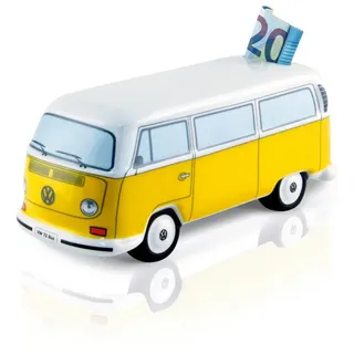 VW Collection by BRISA Spardose Volkswagen Sparschwein im T2 Bulli Bus Design, Sparbüchse aus hochwertiger Keramik orange