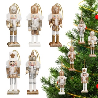 Soekodu Nussknacker Hängende Ornamentfiguren Weihnachtsdekor Mini Holzsoldat Marionette Nussknacker für Weihnachtsbaum, Tischdekoration