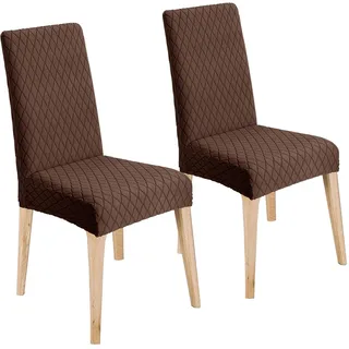 LANSHENG Stuhlhussen 2er Set, Universal Esszimmerstühle Stuhlbezug, Abnehmbar Waschbar Stuhlhussen für Esszimmerstühl, Küche, Restaurants, Hotels (Braun, 2er Set)