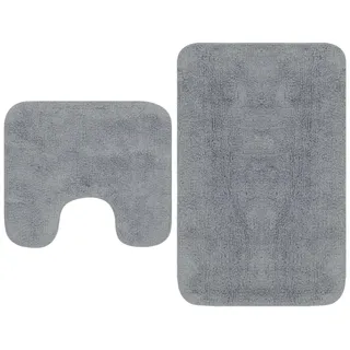 Badematten-set 2-tlg. Stoff Grau Vidaxl