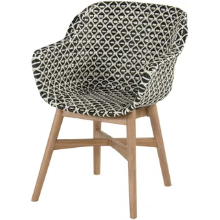 HARTMAN Delphine Armlehnensessel, Schwarz/Weiß, Teak / Geflecht, 63 x 61 x 84 cm, Hohe Belastbarkeit, Langlebig