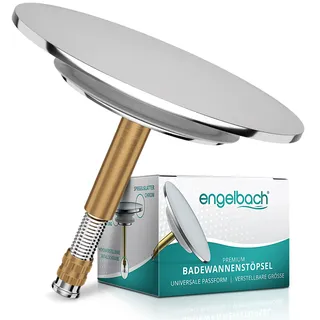 Engelbach® Badewannenstöpsel mit Universaler Passform - Rostfrei, Chrom | Stöpsel Badewanne mit Doppel Dichtung - Badewannen Stöpsel für Jede handelsübliche Badewanne