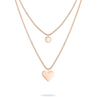 Liebeskind Berlin Kette mit Anhänger Layered Love Herz goldfarben/rosa Edelstahl