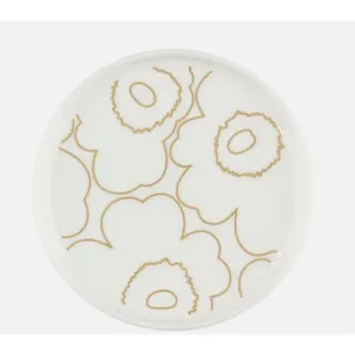 Marimekko Oiva/Piirto Unikko Plate 13,5 cm, D 13 cm - White, Gold