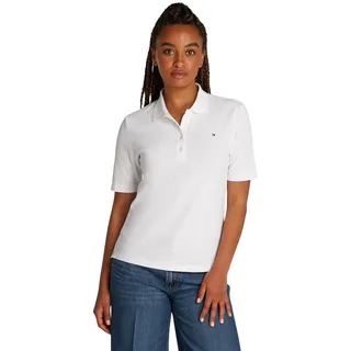 Tommy Hilfiger Damen Poloshirt Kurzarm 1985 Pique Regular Fit, Weiß (Optic White), XXS
