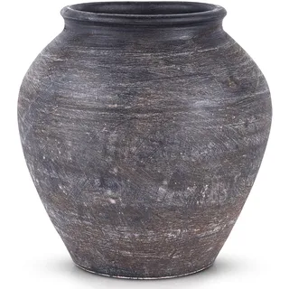 orenm Handgefertigte schwarze Keramikvase, große Vintage-Bodenvase, rustikale antike Dekoration für Zuhause, Wohnzimmer, Eingangsbereich, Tischdekoration, Küche, Hochzeitsgeschenk (runde