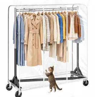 HOKEEPER Z-Basis Kleiderständer doppelseitig 160cm mit Abdeckung