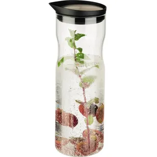 APS Wasserkrug APS 10721 APS Glaskaraffe mit Deckel, 1,0 Liter, Glas/Edelstahl