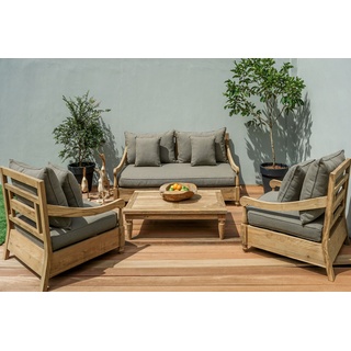 OUTFLEXX Loungemöbel, natur/grau, recycled FSC®-Teak/Olefin, 4 Sitzplätze, inkl. Polster